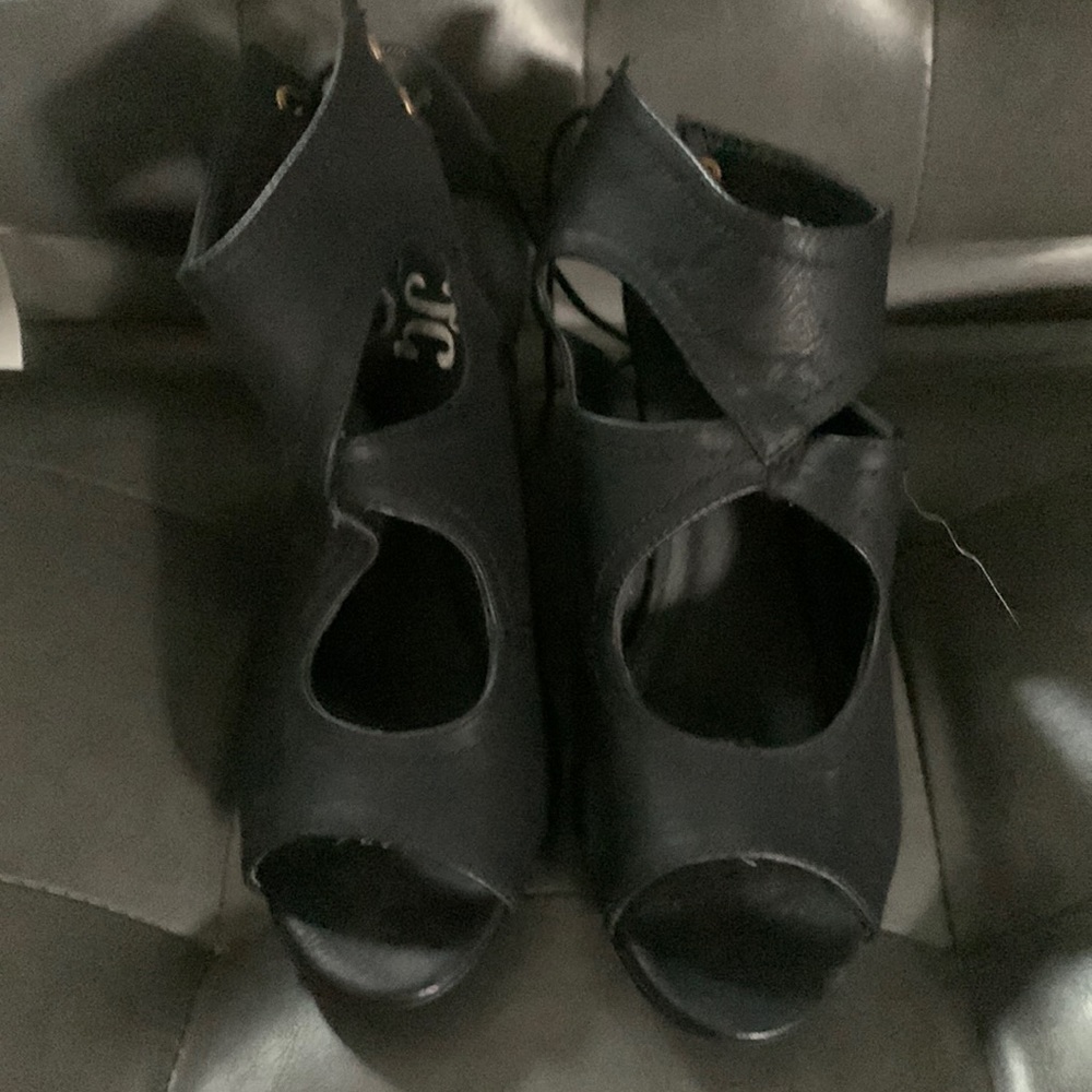 Black cut out booties